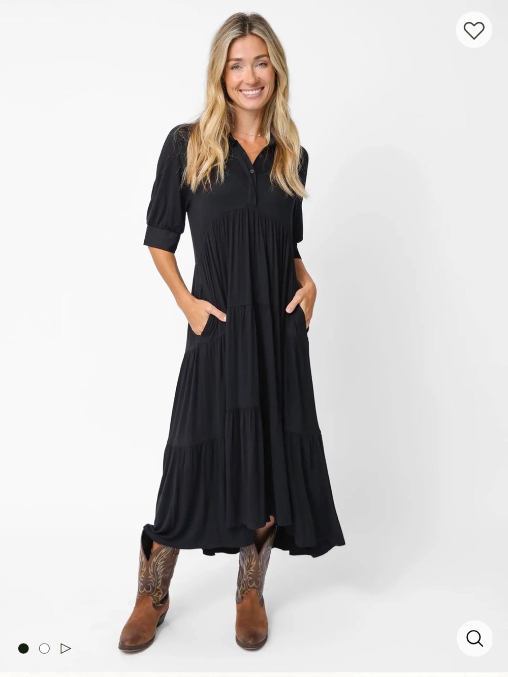 NATURAL LIFE Rebecca Black  Tiered Maxi Dress with Pockets NWT M